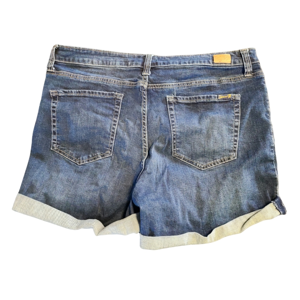 Seven 7 Blue Jean Shorts Sz 16 Dark Denim Cuffed 4" Inseam Womens Weekend - Picture 2 of 7